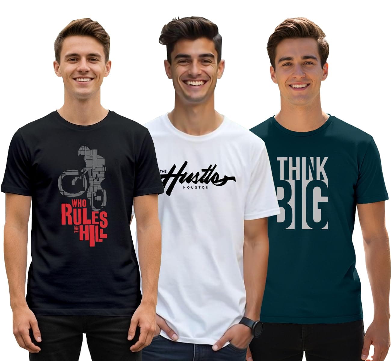 XENOVAURBAN Men's Printed T-Shirt Combo Pack of 3 | Regular Fit Cotton Tshirts for Man - PRNT2