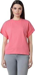Van Heusen Women's Cotton Regular Fit Half Sleeve Crew Neck Casual Regular Comfort Fit T-Shirt