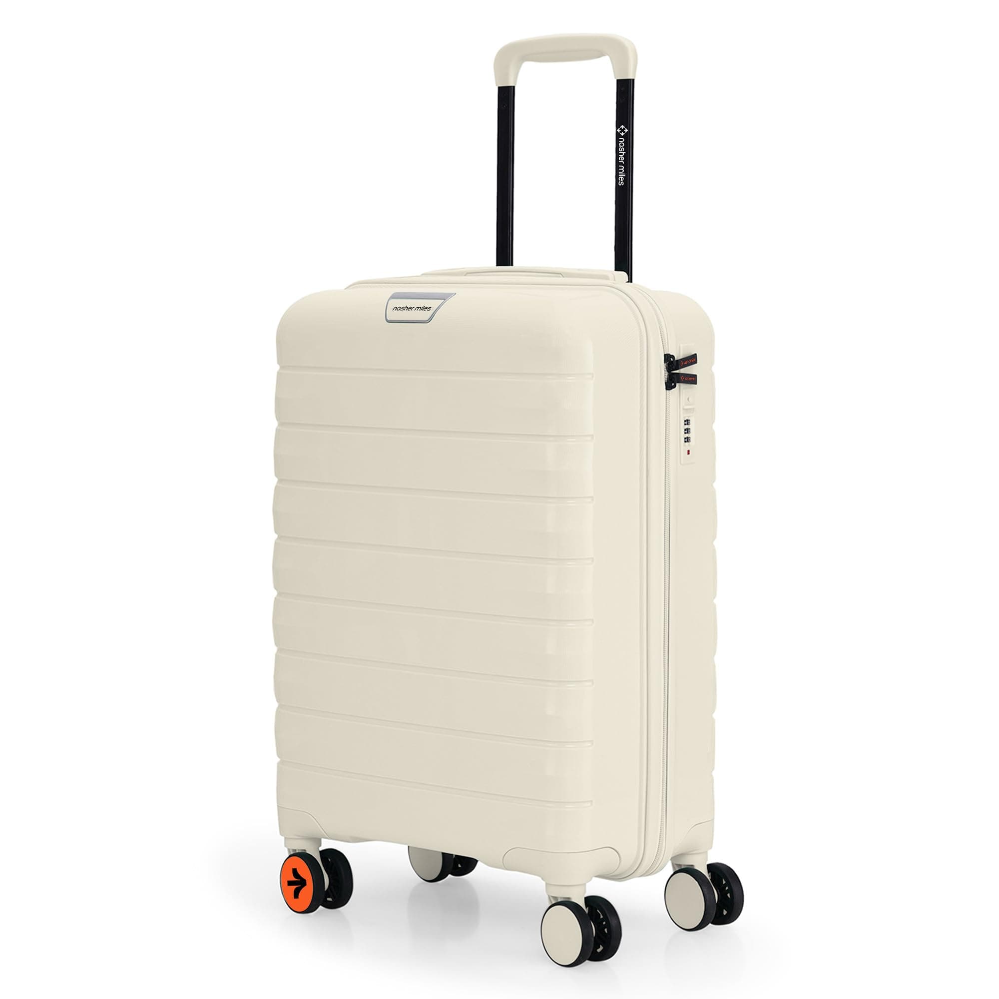 Nasher Miles Cabin Vienna Hard-Sided Polypropylene Luggage 20 inch | 55cm | 8 Wheels Double Spinner Small Trolley Bag for Travel | Suitcase (Cream White)