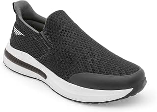 Red Tape Men's Walking Shoes Dark Grey Mesh Round Toe Slipon