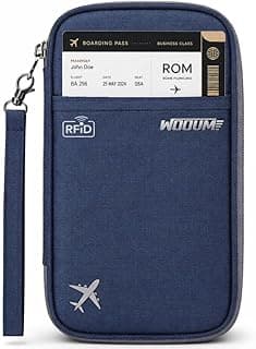 Wooum Passport Bag for Women Men Passport Wallet with Boarding Pass Bag Travel Document Passport Organizer with Credit Card Holder Travel Accessory Bag Navy Blue (Navy Blue)