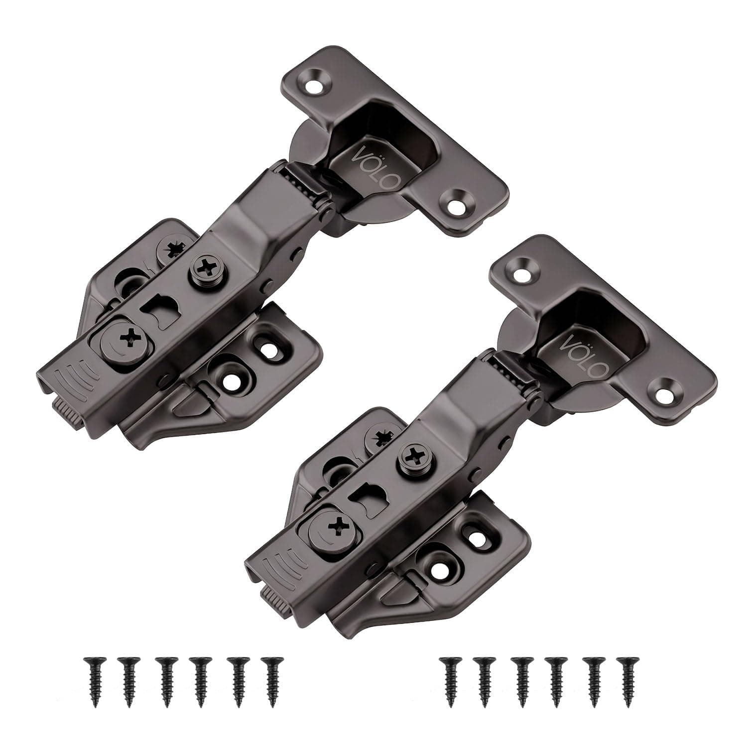 VOLO Cabinet Hinges, Set of 1 (2 Pieces) for Furniture, Wardrobes, Doors, and Storage Units | (3D (Black) Soft Close (Mild Steel), 8 Crank | Half Overlay)