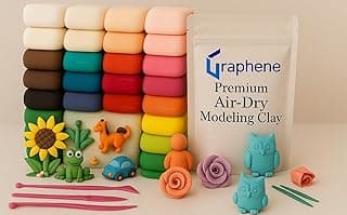 GRAPHENE 24 Pcs Air Dry Modelling Clay Set with 3 Sculpting Tools Creative DIY Art & Crafts Play Set Non Toxic Dough Birthday Return Gift for Boys Girls Clay for 3-10 Years Kids Color As Per Stock