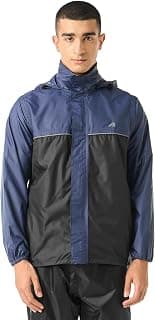 Boldfit Boldfit Unisex Waterproof Rain Jacket Rainwear Top for Men & Women with Hood Lightweight Monsoon Rain Jacket for Travel, Trekking, Bike Riding & Outdoor Use- Navy Black, XS-S