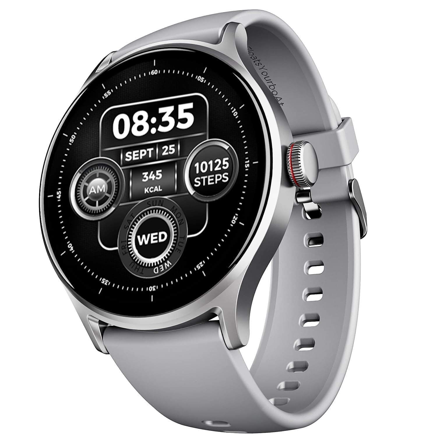 Boat Lunar Vista w/Large 1.52" (3.8 cm) AuraVue Display, AOD, 550 Nits Brightness, Functional Crown,100+ Sports Mode, Heart Rate & Sp02 Monitoring, Fitness Smart Watch for Men & Women (Cool Grey)