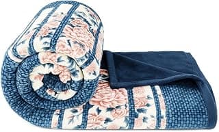 Amazon Brand - Umi Double Bed Blanket Mink Blanket for Heavy Winter Ac Solid Double Bed Blanket Super Soft Light Winter Blanket, Size 220 x 230 Cm (Blue & Pink & Beige)