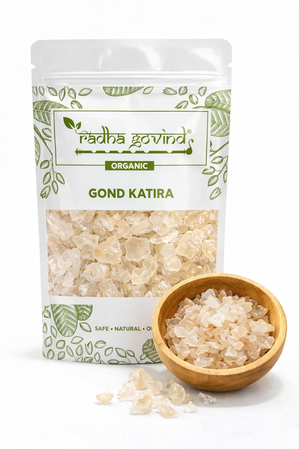 Radha Govind Gond Katira Tragacanth Gum 400g – 100% Natural Ayurvedic Cooling Body Heat Relief & Hydration Ingredient, Digestive Support, Fiber Rich Superfood for Drinks