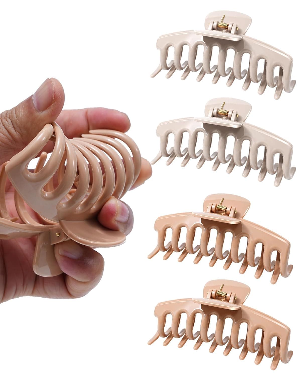 4 pcs Cloud Claw Clips for Women, 4.2 Inch Non-Slip Strong Hold Hair Claws, Unbreakable & Durable Silicone Blend, Large Bendable Cozy Hair Clip for Thin/Thick/Curly Hair, All-Day Comfort