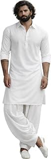VASTRAMAY Men’s Viscose Pathani Kurta Set – Traditional Pathani Suit with Salwar Patiala Pyjama for Festive Occasion Outfit
