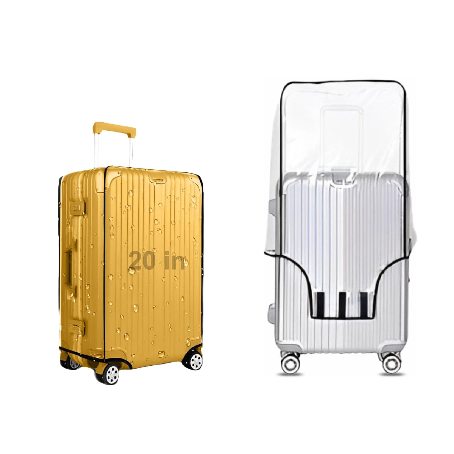 JD FRESH 20 inch Trolley Bag Cover/Suitcase Bag Cover/Waterproof Dustproof Luggage Covers/Zippered Clear PVC Suitcase Covers Protectors (Set of 1)