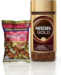 Nescafe Gold Instant Coffee, Rich and Fragrant, By febora, Intensity Level 7, With Free Tong Garden Party Snack, Glass Jar, 190g