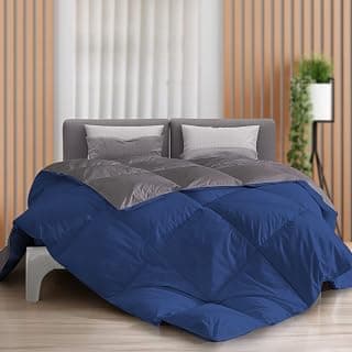 The Sleep Company Microfibre Luxury Reversible Comforter Double Bed 200 Gsm Dark Blue&Grey Pack Of 1,300 TC