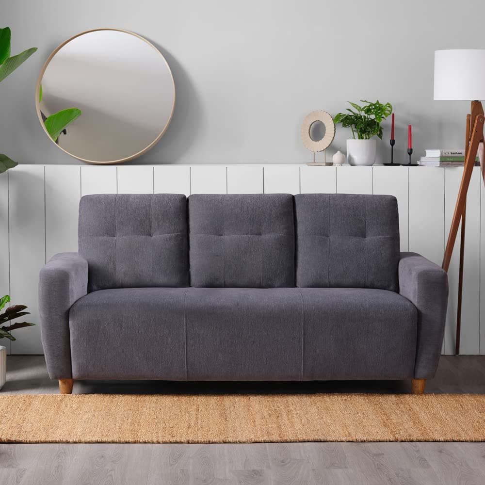 Sleepyhead Yolo Designed by Duroflex - 3 Seater Sofa |Premium Fabric, Plush 3 Layer Cushioning |Modern Buttonless Tufted & Anti-Sag Comfort |Stylish & Durable |3 Years Warranty - Sesame Grey