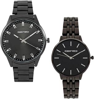 Joker & Witch Stainless Steel Ernie & May Couple Analogue Watches, White Dial, Black Band