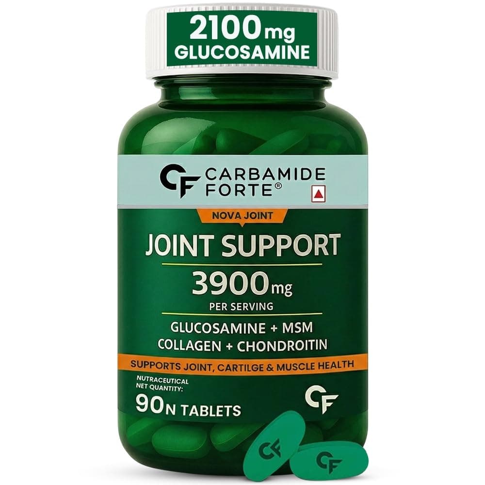 Carbamide Forte Glucosamine Tablets For Joint Support Supplement with Collagen & Glucosamine Chondroitin MSM | Joint Cartilage Support & Muscle Health | Joint Pain Tablets - 90