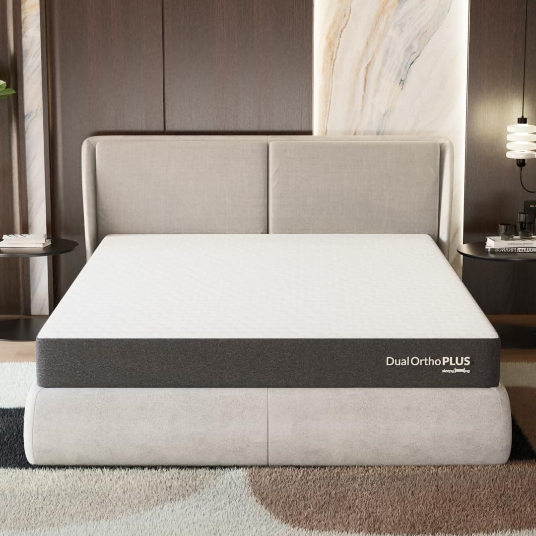 SleepyHug Ortho Dual Comfort Plus Mattress | 6-Inch Reversible Design with Hard & Soft Foam | AirCell Grid Support for Back Pain Relief | 78x72x6 Inch (King, Grey) | 7-Year Warranty