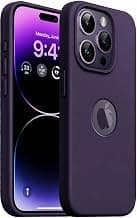 Elzzi ® Liquid Silicone Cover Compatible for iPhone 14 Pro Case (6.1 inches) 3 Layer Microfiber Lining Covers Phone Cases Full Body Protective Wireless Charging Shockproof Back Cover (Deep Purple)