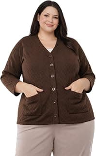 LE ARC Women's Warm Woolen Cardigan, Full Sleeve Knitwear, Winter Sweater with Front Pocket, Plus
