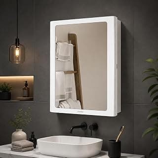 Plantex Bathroom Cabinet with Mirror/ABS Bathroom Storage Cabinet/Wall Mounted Bathroom Cabinet/Mirror with Storage for Bathroom(14x18 Inch, White)