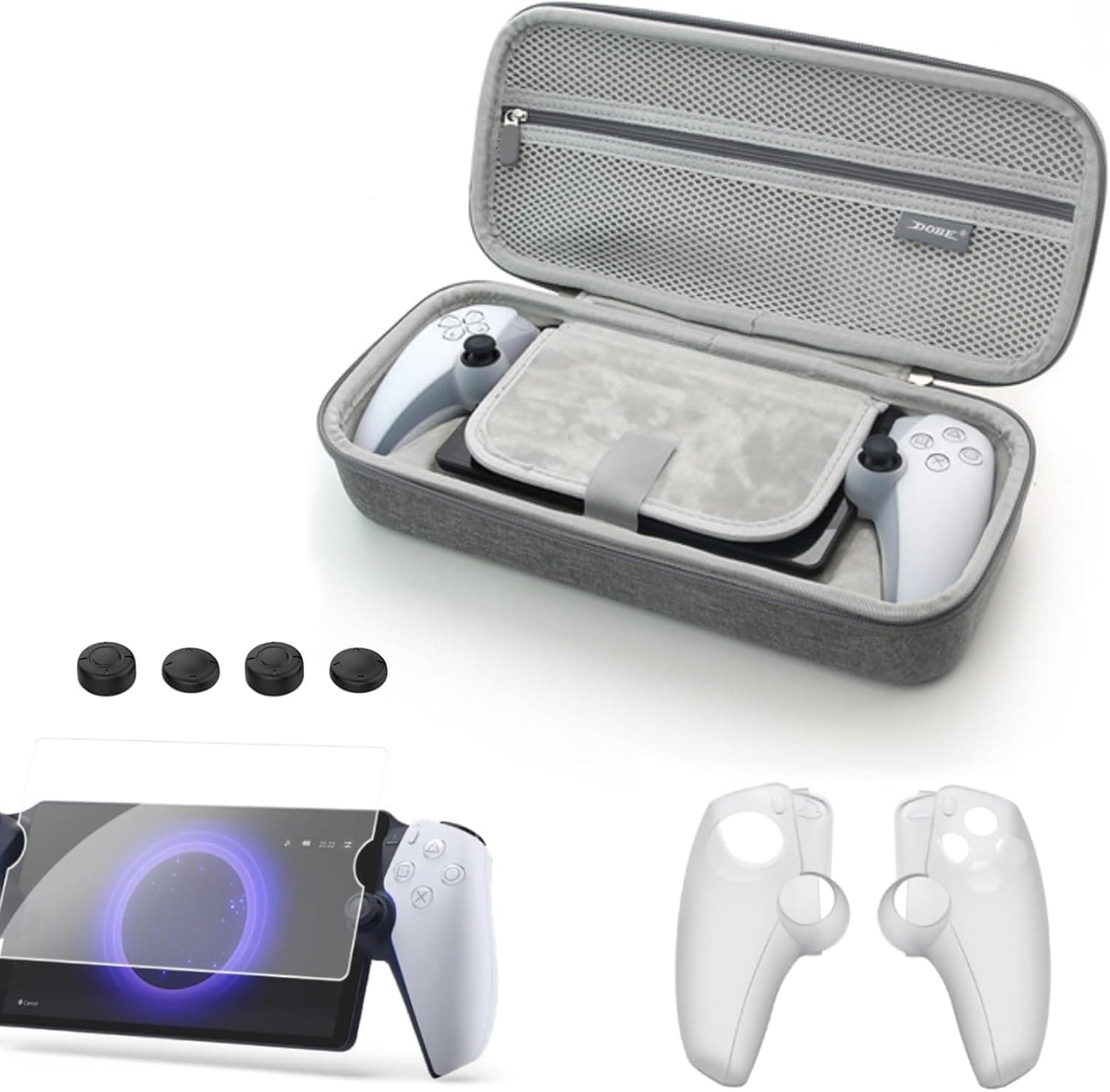 New World Accessories for PlayStation Portal Console,PS Portal Carrying Case Travel case, Storage Bag for PS5 Portal Player with Tempered Glass Screen Protector + Cover Case+ Grips