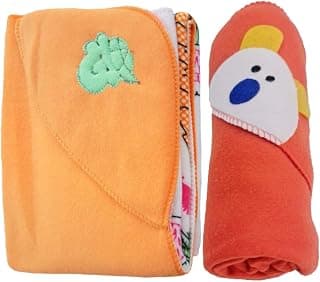 BRANDONN Baby Blankets New Born Combo Pack of Hooded Wrapper Blanket Cum AC Baby Blanket for Babies Pack of 2