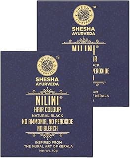 SHESHA AYURVEDA Combo Of Ayurveda Nilini Hair Colour - 100% Ayurvedic, No Ammonia, No Bleach,No Peroxides, Natural Black Colour - 40G Pack Of 2 (Black)
