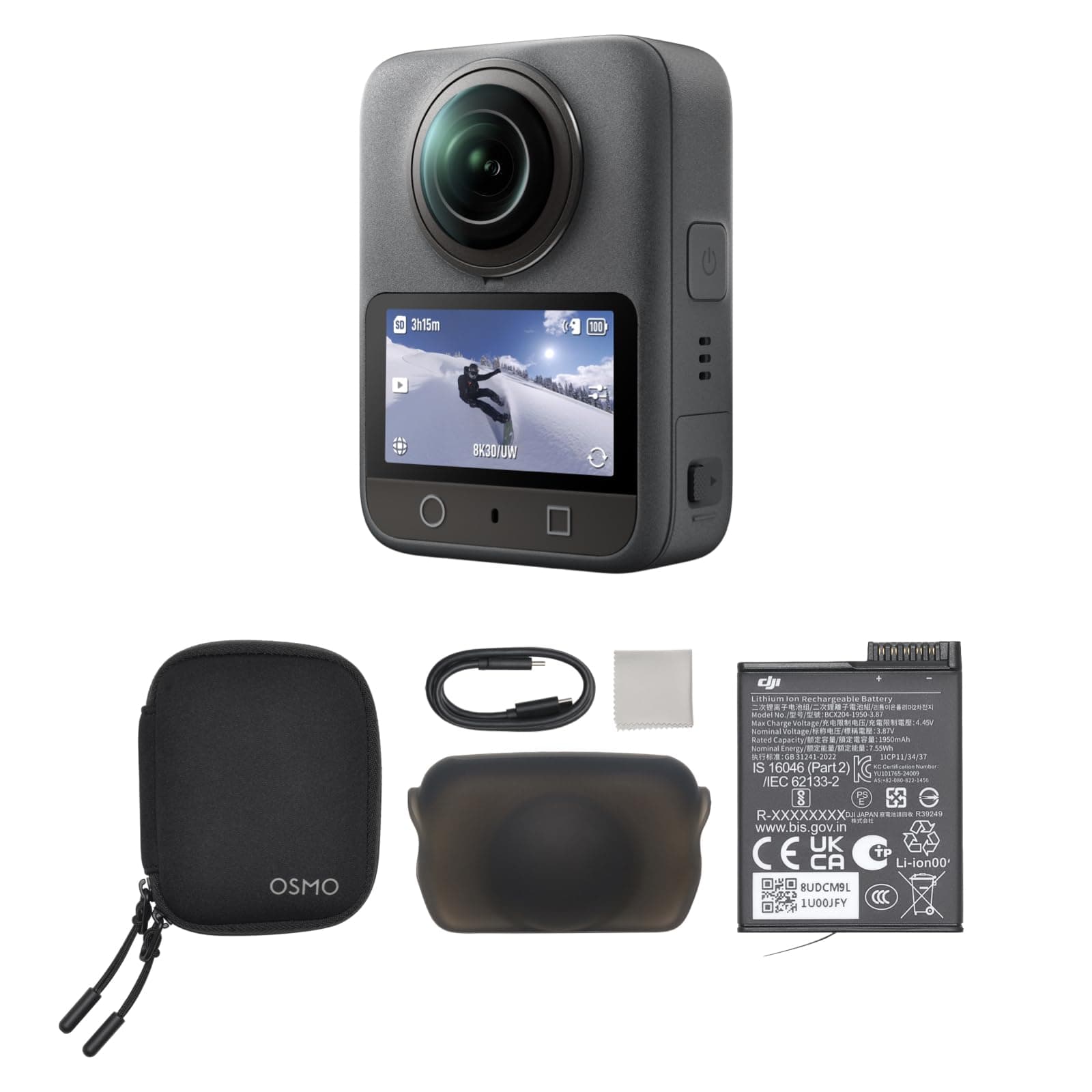 DJI Osmo 360 Standard Combo, 360 Camera With 1-Inch 360° Imaging, Native 8K 360° Video, 4K/120fps & 170° Boost Video, 120MP 360° Photo, 100-Min 8K Recording, Waterproof, Action Camera for Sports, Vlog