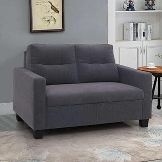 Duroflex Ease - 2 Seater Sofa | Premium Fabric, High Comfort Foam, Durable Wood Frame & Easy Maintenance | 3 Year Warranty | Two Seater Sofa for Living Room - Grey