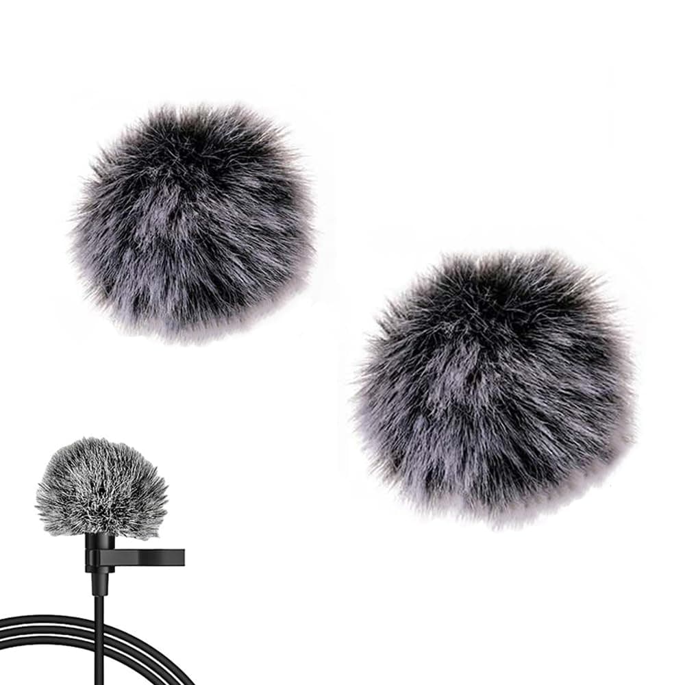 2 PCS Furry Windscreen Mic Covers for Lapel Microphones, 5mm & 10mm | Two furry mic covers reduce wind noise during outdoor recording and fit most lapel microphones with 5 mm and 10 mm heads