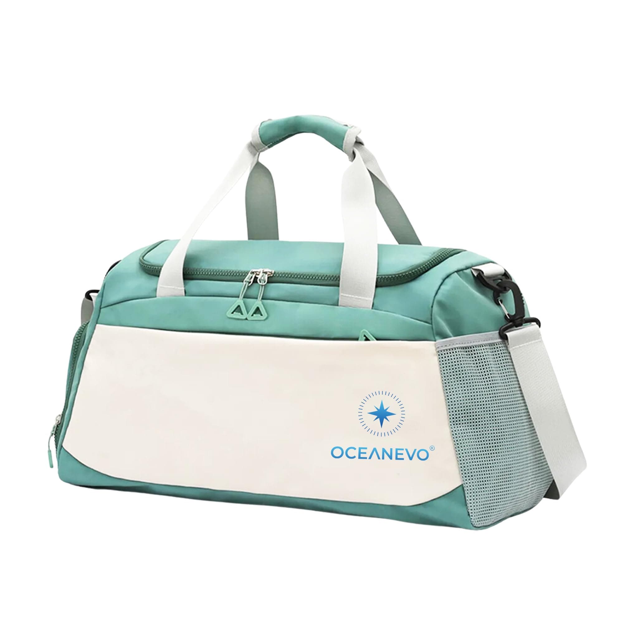 OCEANEVO 51 cm Travel Duffel Bag for Men & Women | Durable Imported Nylon Luggage Bag in Green with Multiple Pockets, Wet Pocket & Shoe Compartment | Sports, Gym, and Weekend Travel Bag