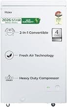 Haier HFC-145SPW4, 4 Star (2026 Star Rating) Single Door Convertible Deep Freezer, Heavy Duty Compressor with inside metal Liner, Compact Design with Removable Gasket (White, 102 L)