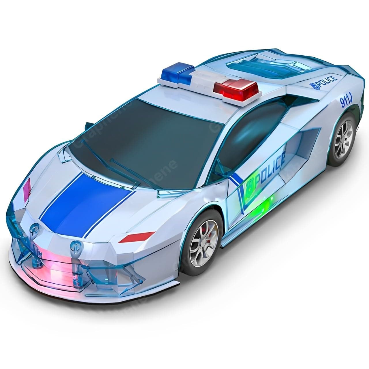 GRAPHENE Friction Powered Police Car with Lights Music Super Speed Colorful Dazzling Lights and Sound Siren Pullback Cop Vehicle Toy for Kids Best Birthday Gift Boys Girls (Pack of 1)