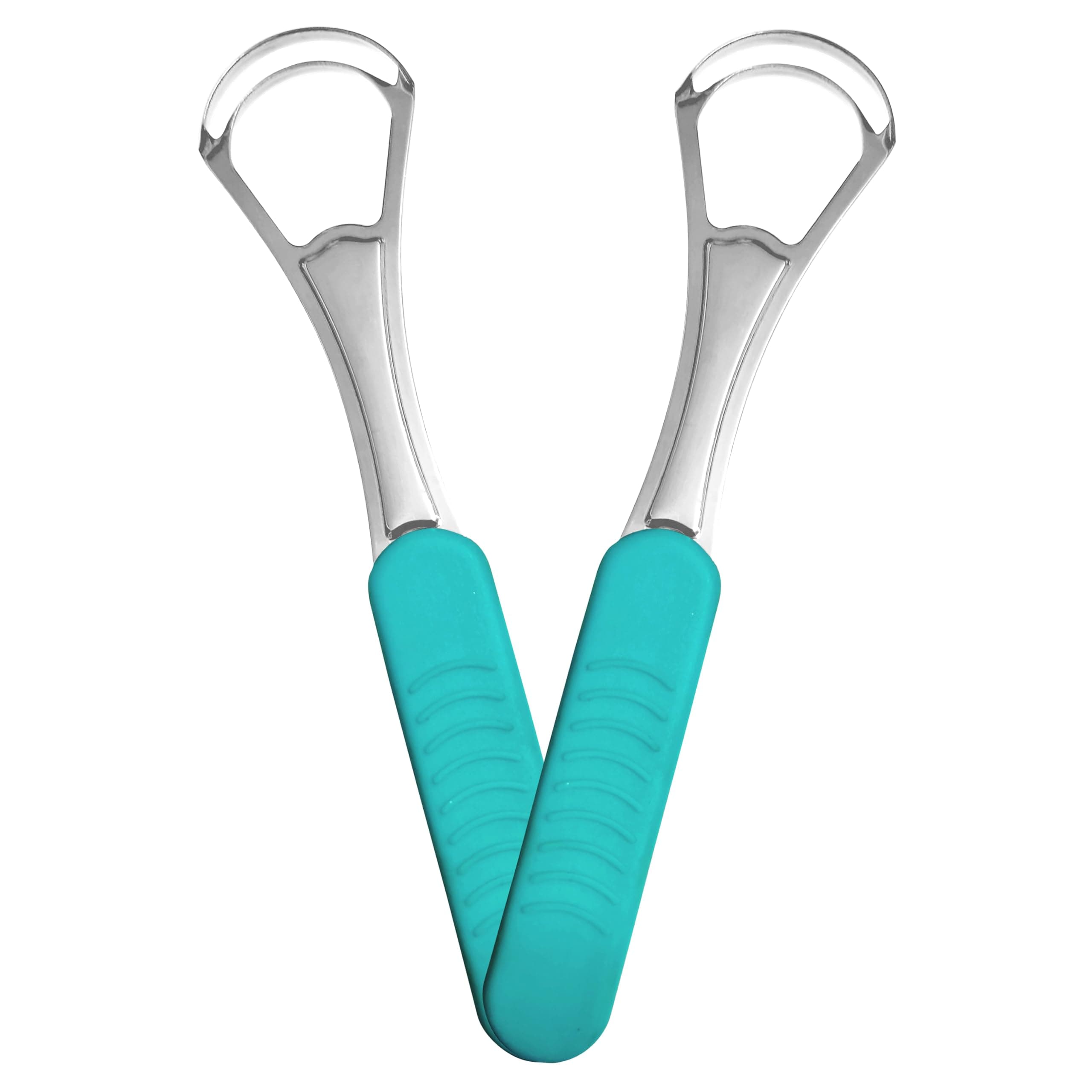 Nurpi 2 pcs spoon shap with silicon handle Tongue Scraper, 100% Useful Surgical Stainless Steel Tongue Cleaner for Both Adults and Kids, Professional Reduce Bad Breath Metal Tongue Scrapers, Help Your Oral Hygiene