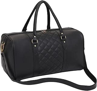 FUR JADEN Vegan Leather Sustainable & Durable Holiday Travel Duffle Bag 30L Storage Weekender Cabin Bag Gym Bag for Men and Women (Black)