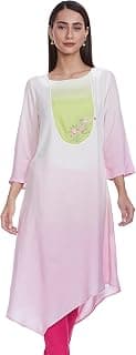 W for Woman Viscose Women Bubblegum Asymmetric A-Line Kurta