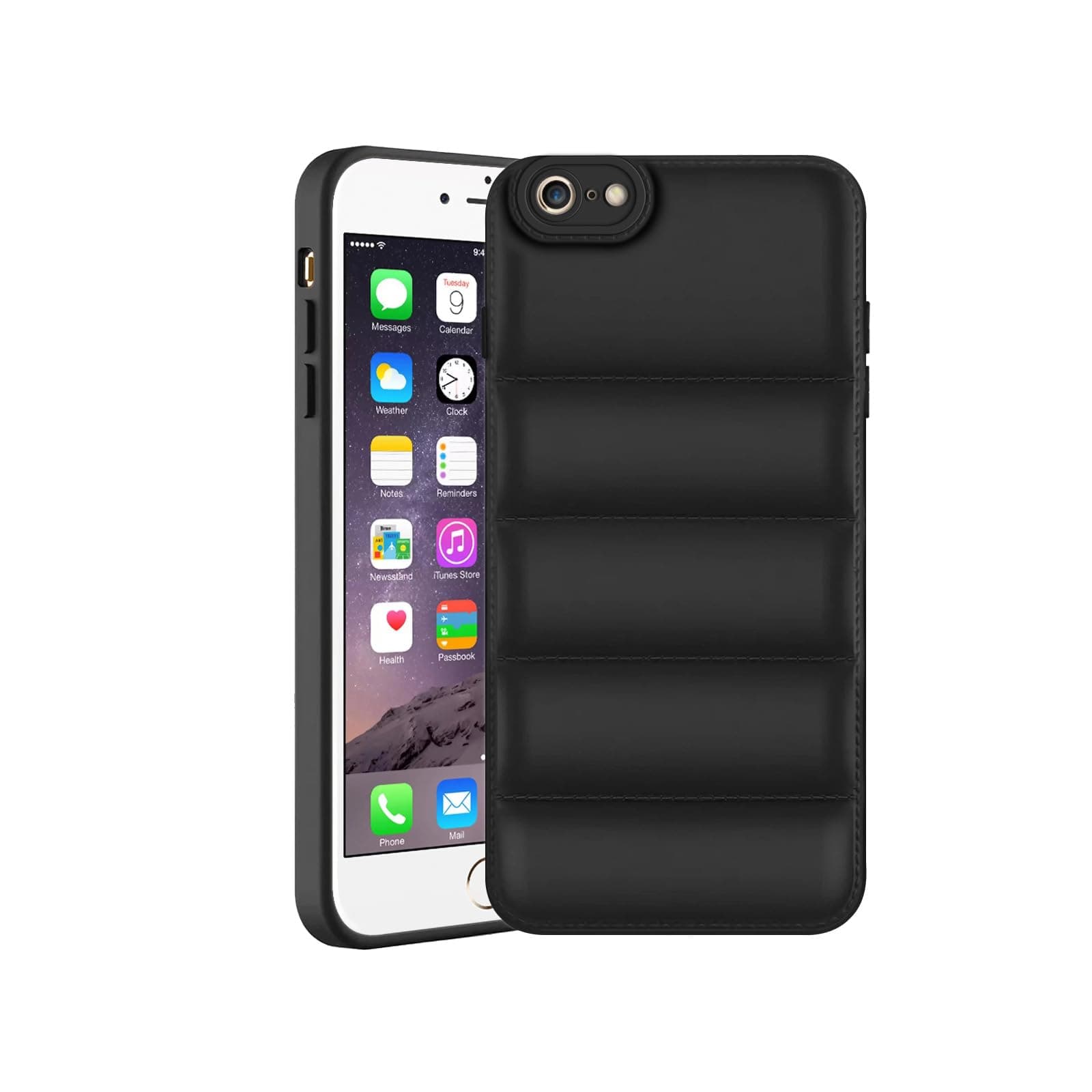 Amazon Brand - Solimo Rubber Puffer Case Camera Protection Soft Back Cover for Apple iPhone 6 Plus|Apple iPhone 6S Plus -Black