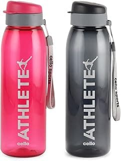 CELLO Athlete Water Bottles Set of 2 Pcs For Daily Use, 800 ml Each Multicolor | Stylish & Unbreakable BPA-Free Leakproof Freezer & Fridge Safe Flip Top Lid Water Bottle For School, Office & Travel