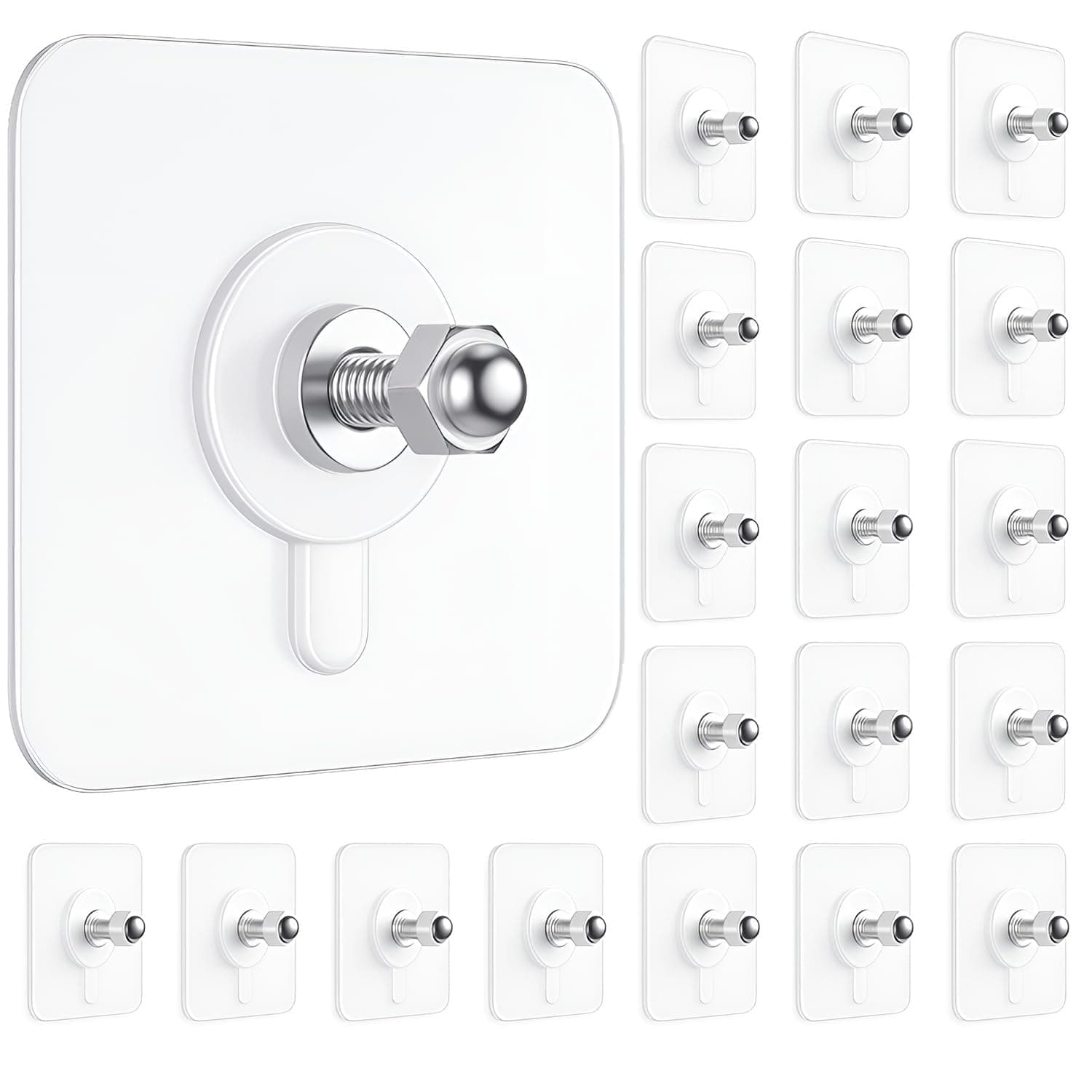 Yemark Transparent Self Adhesive Screw Wall Hooks Pack of 10 | Heavy Duty No Drill Wall Mount Stud | Waterproof PVC Adhesive Hooks for Bathroom, Kitchen, Tiles, Glass & Home Organization