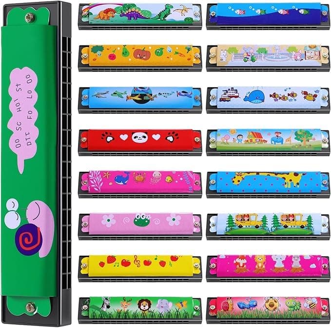 SNAPTRON 12Pcs Harmonica Set for Kids, Cartoon Musical Instrument Birthday Return Gifts for Girls & Boys
