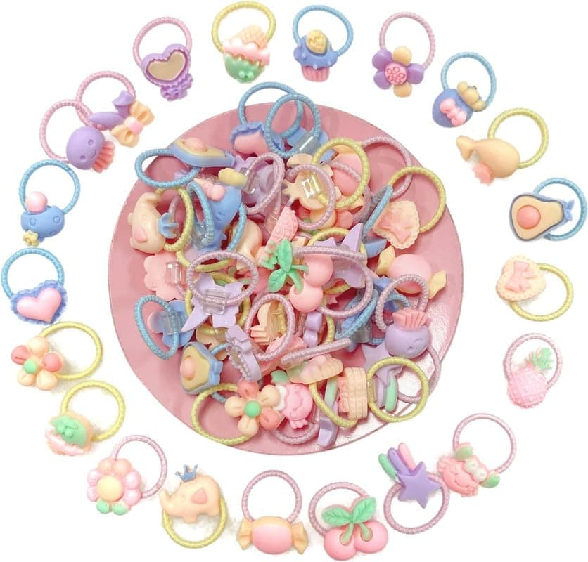 LYTIX 20pcs Cartoon Hair Tie Mini Hair Bands Seamless Ponytail Holder/Baby Cartoon Hair Tie Mini Hair Bands Seamless Hair Ties Elastic Hair Bobbles, Ponytail Holders Hair Accessories