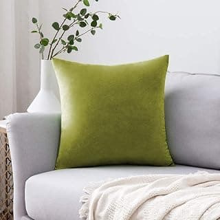 Khooti Velvet Cushion Cover Pack of 1-8" x 8" / 20 x 20 cm - Olive - Soft Pillow Covers Cushion Case for Sofa Bedroom Livingroom Chair Car, Cushion Cover