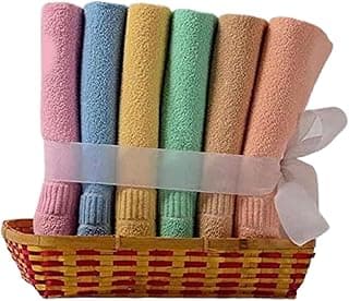 Ayus Cotton Hand Towel 450 GSM, Multicolor (Pink, Green, Blue, Orange, Yellow, Brown) Ultra Soft and Super Absorbent (Set of 6)