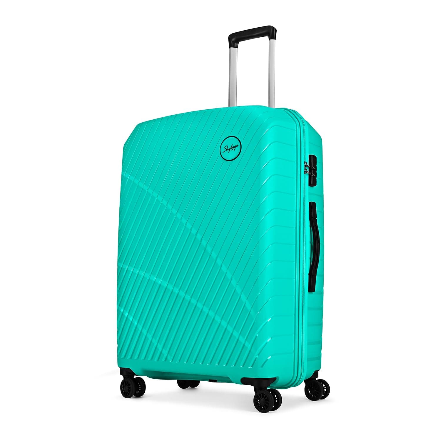 Skybags Streax | Check-in Trolley Bag, 76 Cm, Large Hardside Luggage | 8 Wheels Spinner, Combination Lock | Polypropylene | Suitcase for Travel | 5 Year International Warranty | Turquoise