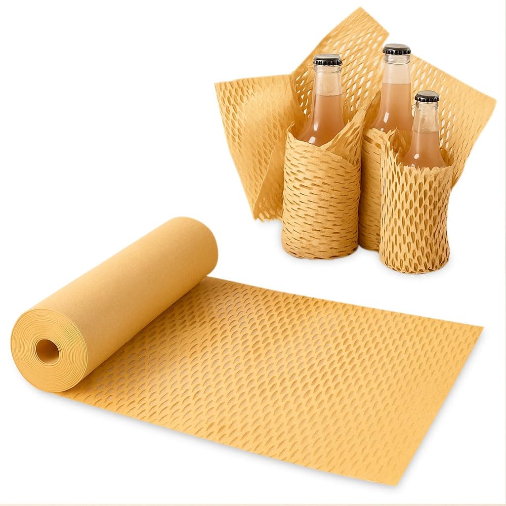 GLUN® Honeycomb Paper Roll, 15 Inch 10 Meter Packaging Roll, Protective Packaging Roll, Wrapping fragile items, lightweight & Recyclable