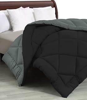 Cloth Fusion 220 GSM Reversible All Season Comforter for Single Bed, Soft AC Quilt Blanket for Summer/Winter/Monsoon (60x90 Inch, Black & Grey)