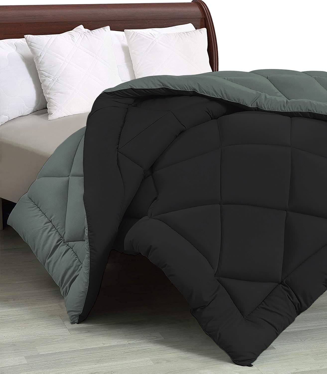 Cloth Fusion 220 GSM Reversible All Season Comforter for Single Bed, Soft AC Quilt Blanket for Summer/Winter/Monsoon (60x90 Inch, Black & Grey)