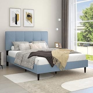 Upholstered Platform Low Profile King Size Bed Without Mattress for Bedroom |Double Bed for Home | (Blue, Engineered Wood) Mattress Size 6 x 6.5 Foot| 12 Month Warranty