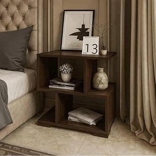 Wooden Modern Side Tables for Bedroom | Bedside Table for Bedroom | Side Table for Bed Room | Wooden Side Table | Corner Table for Bed Room, 3 Shelves,(Brown)