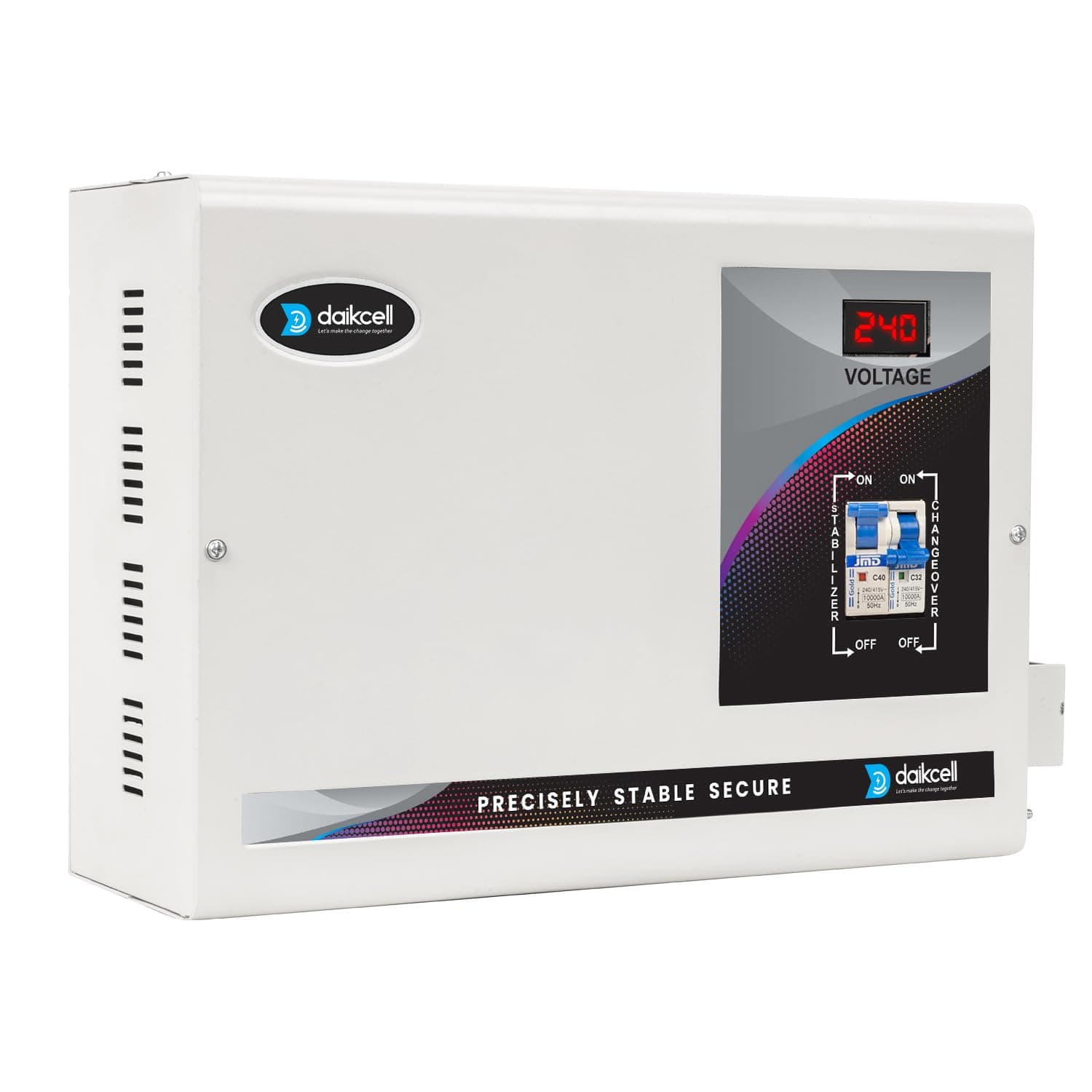 daikcell 5 KVA 90-300V Mainline Voltage Stabilizer for Single Phase Home - 4000W (20 Amps) with 1+4 Years Warranty- DSR015 - Grey