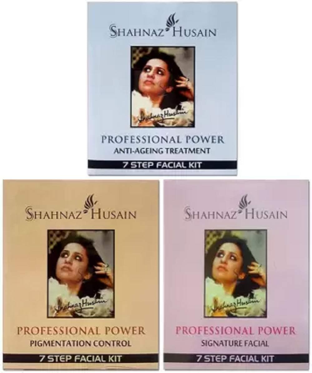 Shahnaz Husain Anti-Ageing,Pigmentation Control and Signature facial kit combo (3 x 16 g)